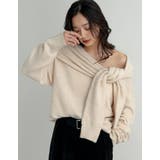 モヘアタッチ肩掛けレイヤード風ワンショルダーニットトップス | Re:EDIT | 詳細画像4