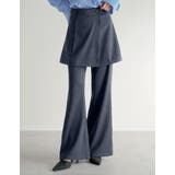 ネイビー(711) | [低身長/高身長サイズ有][2点セット]微起毛ラップスカート×パンツ | Re:EDIT