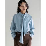 ピーチスキンタイ付きハイネックブラウス | Re:EDIT | 詳細画像4 