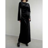 ブラック(501) | [低身長サイズ有]ベロアドレープマキシワンピース | Re:EDIT