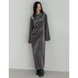 グレー(503) | [低身長サイズ有]ベロアドレープマキシワンピース | Re:EDIT