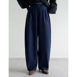 ネイビー(711) | [低身長/高身長サイズ有]ツイルツータックバレルレッグカーブパンツ | Re:EDIT