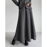 グレー(503) | [低身長サイズ有]ウールライクパネル切り替えフレアスカート | Re:EDIT