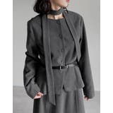 グレー(503) | スカーフ付きウールライクノーカラージャケット | Re:EDIT