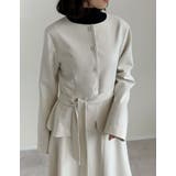 アイボリー(604) | スカーフ付きウールライクノーカラージャケット | Re:EDIT