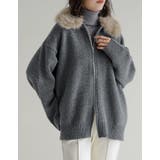 フェイクファー襟ダブルジップニットコート | Re:EDIT | 詳細画像3