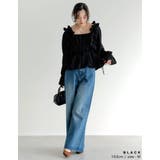 ポーラスクエアネックキャンディスリーブシャーリングブラウス | Re:EDIT | 詳細画像6 