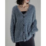 ブルー(511) | ミドル丈フェザーニットカーディガン | Re:EDIT