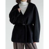 フェイクウールベルト付きノーカラーコート | Re:EDIT | 詳細画像9