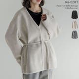 フェイクウールベルト付きノーカラーコート | Re:EDIT | 詳細画像1