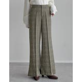 グレンチェック(971) | [低身長/高身長サイズ有]チェック柄内ゴムキックフレアパンツ | Re:EDIT