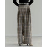 [低身長/高身長サイズ有]チェック柄ダブルタックワイドパンツ | Re:EDIT | 詳細画像12 