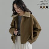 [ファー取り外し可能]襟ファー起毛カルゼ裾バルーンブルゾン | Re:EDIT | 詳細画像1 