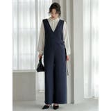 ネイビー(711) | [低身長/高身長サイズ有]ラップ風デザインオールインワン | Re:EDIT