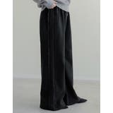 ブラック(501) | [低身長/高身長サイズ有]裏起毛サイドレースラインパンツ | Re:EDIT