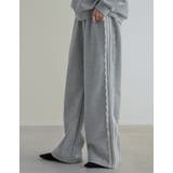 杢グレー(703) | [低身長/高身長サイズ有]裏起毛サイドレースラインパンツ | Re:EDIT