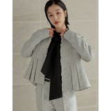 [大きいサイズ有]モノトーンツイードノーカラーぺプラムジャケット | Re:EDIT | 詳細画像13 