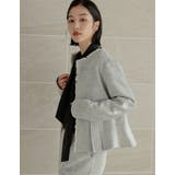 [大きいサイズ有]モノトーンツイードノーカラーぺプラムジャケット | Re:EDIT | 詳細画像15 