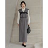 チャコールグレー(703) | [2点セット][低身長 高身長サイズ有]ストレッチミックスツイルワンピース×レー… | Re:EDIT