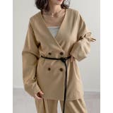 [2026S S COLLECTION]レザーベルト付きノーカラーツイルジャケッ… | Re:EDIT | 詳細画像5 