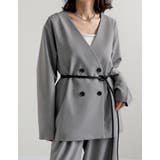 [2026S S COLLECTION]レザーベルト付きノーカラーツイルジャケッ… | Re:EDIT | 詳細画像6 