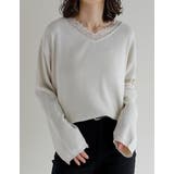 オーバーサイズレースVネックニットチュニック | Re:EDIT | 詳細画像14 