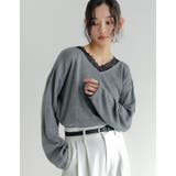 オーバーサイズレースVネックニットチュニック | Re:EDIT | 詳細画像5 