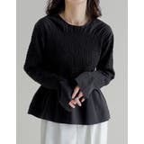 ブラック(501) | [2026S/S COLLECTION]ギンガムチェックシャーリングブラウス | Re:EDIT