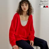 アルパカタッチ深Uネックトップス | Re:EDIT | 詳細画像1