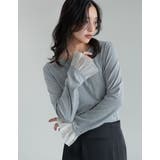 杢グレー(503) | アンチピリング袖シアーフレアトップス | Re:EDIT