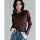 ブラウン(505) | アンチピリング袖シアーフレアトップス | Re:EDIT