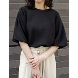 ブラック(501) | [UVカット][接触冷感][シワになりにくい]マシュマロポンチ半袖バルーンスリー… | Re:EDIT