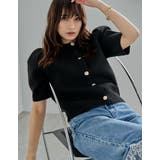 ブラック(501) | スポンジニットハーフスリーブカーディガン | Re:EDIT