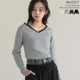 レースレイヤード風Vネックニットトップス | Re:EDIT | 詳細画像1