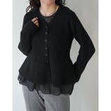 ブラック(501) | [2026AW COLLECTION]アルパカタッチVネックリブニットぺプラムカ… | Re:EDIT
