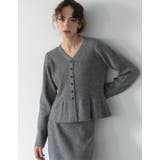 グレー(503) | [2026AW COLLECTION]アルパカタッチVネックリブニットぺプラムカ… | Re:EDIT
