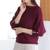 ボルドー | 袖ボタン付ドルマンニットトップス | GeeRA