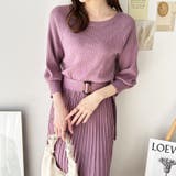 パープル | 前後２ＷＡＹプリーツニットワンピース | GeeRA