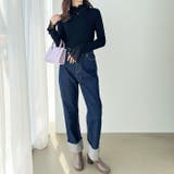 プリーツ付ハイネックリブニットトップス | GeeRA | 詳細画像3 