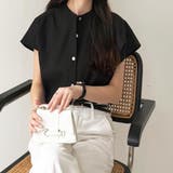 ブラック | コットンライクフレンチスリーブブラウス | GeeRA