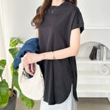 ブラック | 綿１００％フレンチスリーブチュニックＴシャツ＜夏服・無地＞ | GeeRA