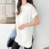 オフホワイト | 綿１００％フレンチスリーブチュニックＴシャツ＜夏服・無地＞ | GeeRA