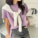 パープル | 綿100%フレンチスリーブチュニックTシャツ | GeeRA