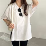 ホワイト | 綿100%ビッグシルエットステッチTシャツ<夏服・無地> | GeeRA