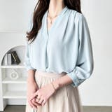 ミント | タックデザインスキッパーブラウス（七分袖） | GeeRA