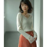 レース付Vネックリブニットトップス | GeeRA | 詳細画像3