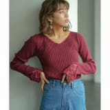 レース付Vネックリブニットトップス | GeeRA | 詳細画像6