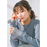 プリーツ付クルーネックリブニットトップス | GeeRA | 詳細画像1