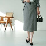 グレー系チェック柄 | 嬉しい機能付!ベルト付ラップ風スカート<UV対策 防シワ ストレッチ> | GeeRA