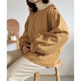 キャメル | 配色ステッチ袖ボリュームブラウス | GeeRA
